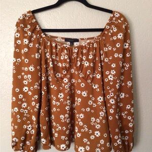 Elegant Floral Blouse in Brown